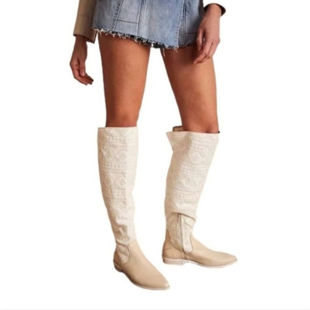 Free People Women's Bren‎ OTK Crochet Western Cowgirl Boots Size US 6.5 EU 36.5